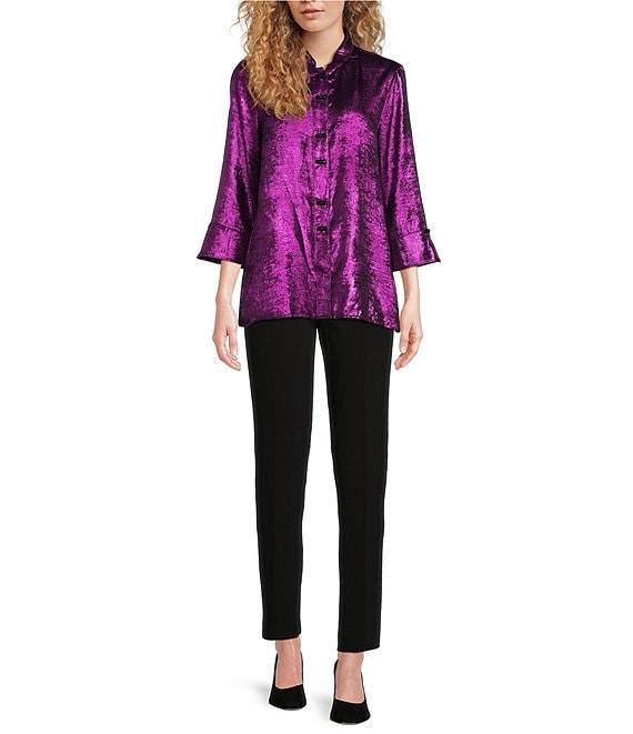 Ali Miles Wire Collar 3/4 Button Cuff Sleeve Button Front Tunic Product Image