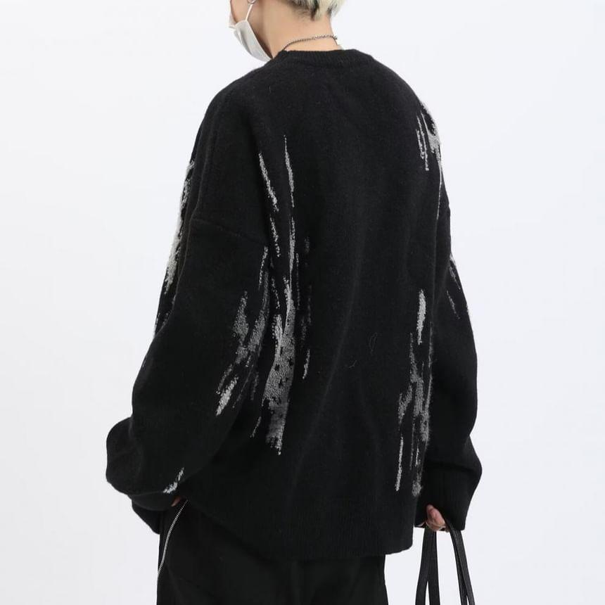 Crew Neck Melange Oversized Sweater Product Image