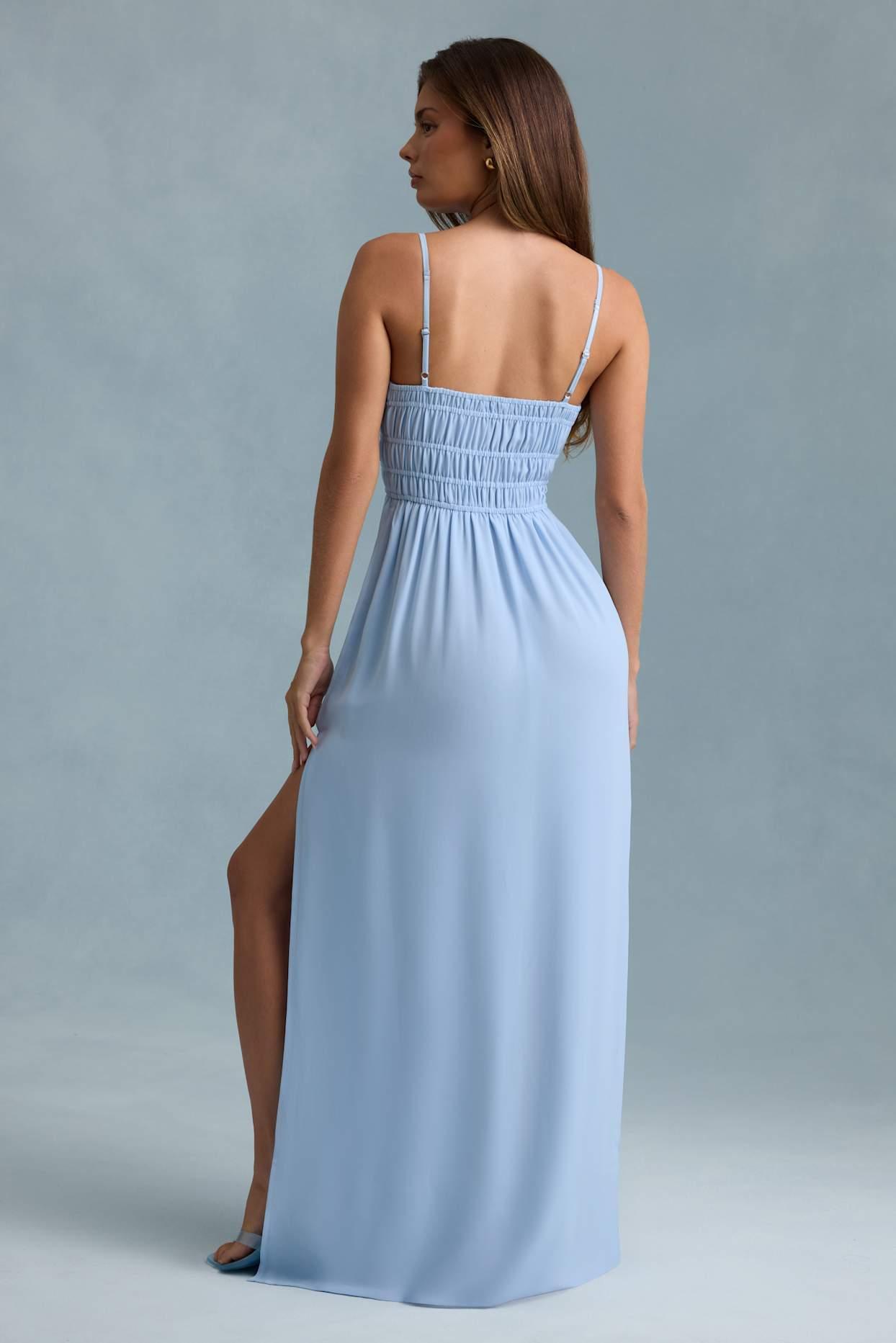 Shirred Camisole Maxi Dress in Sky Blue Product Image