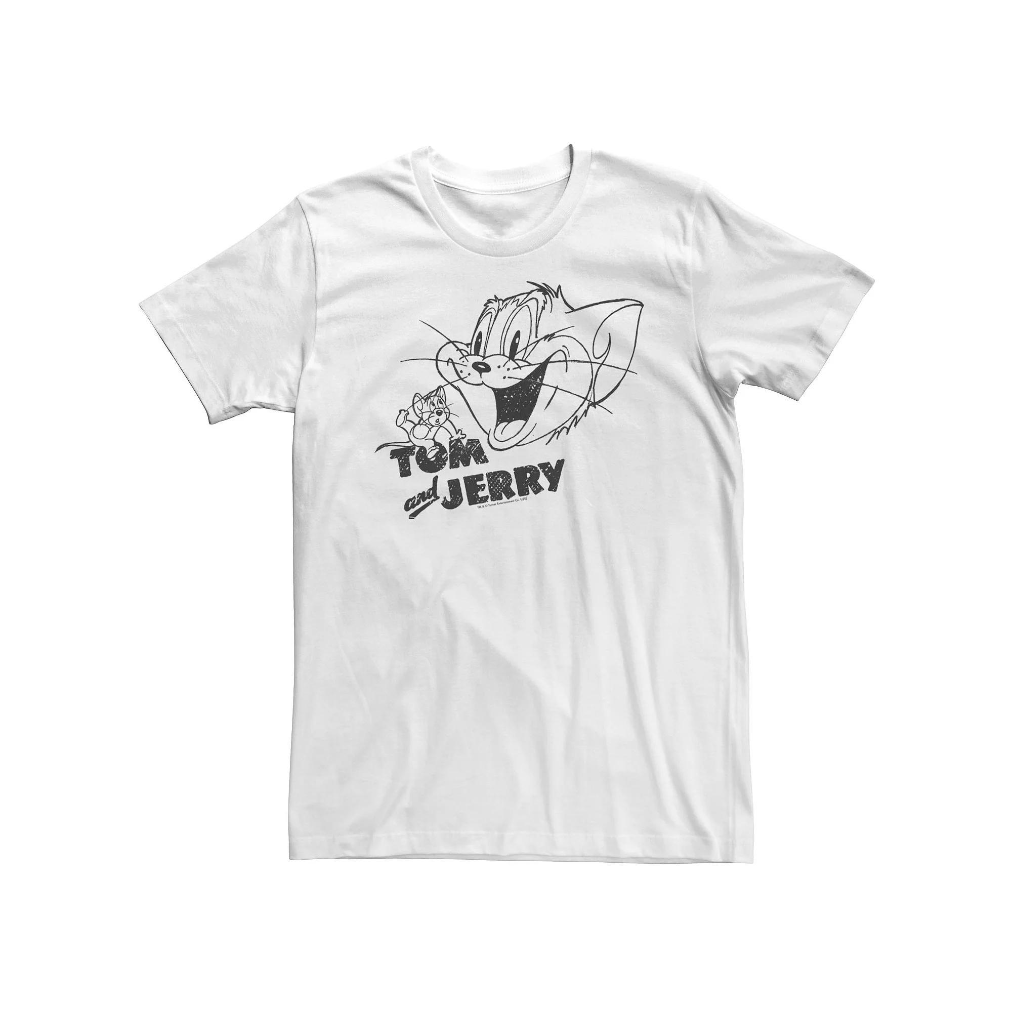 Big & Tall Tom And Jerry Sketch Vintage Tee, Men's, Size: 4XL, White Product Image