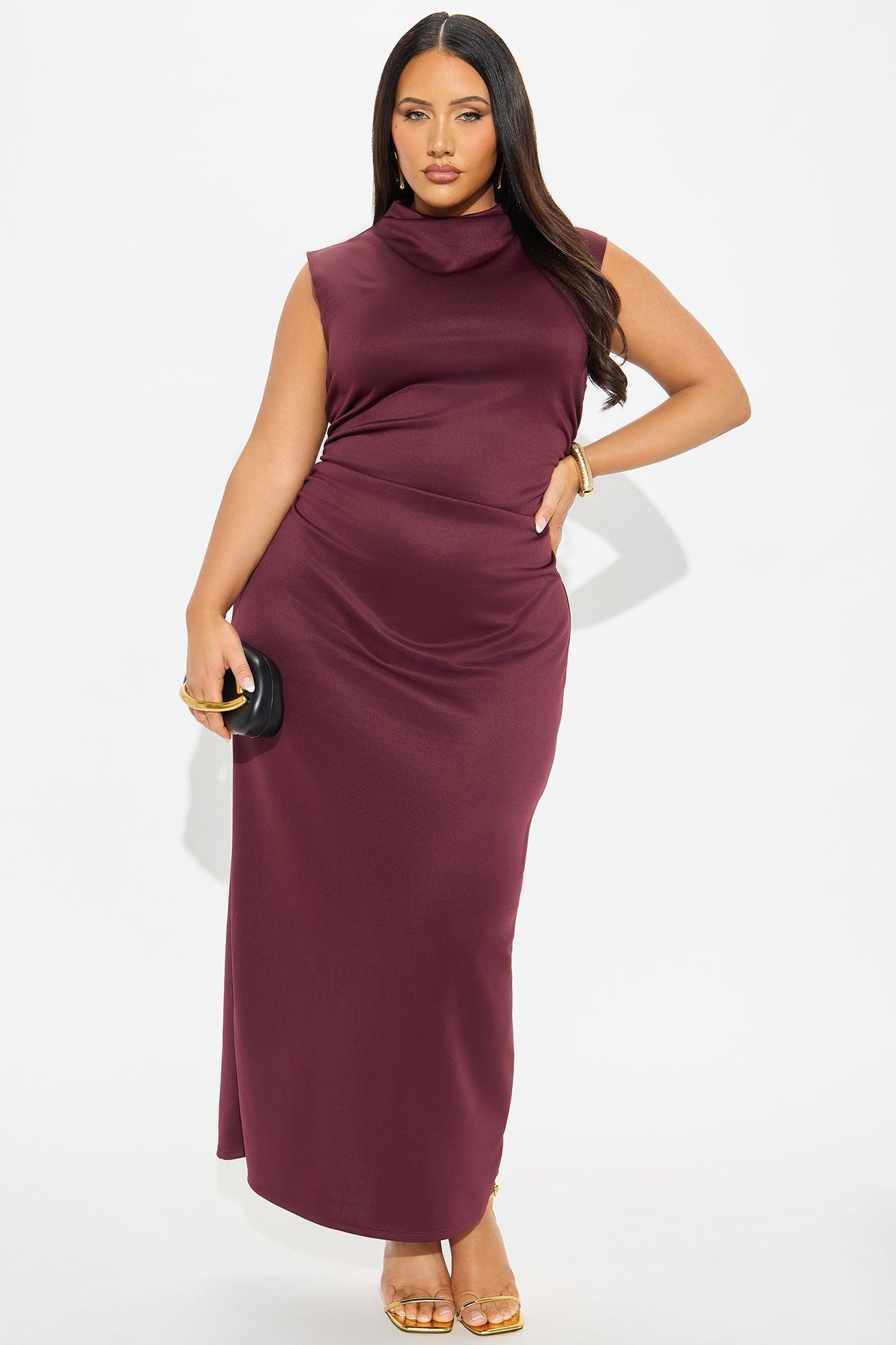 Adeline Mock Neck Maxi Dress - Plum Product Image