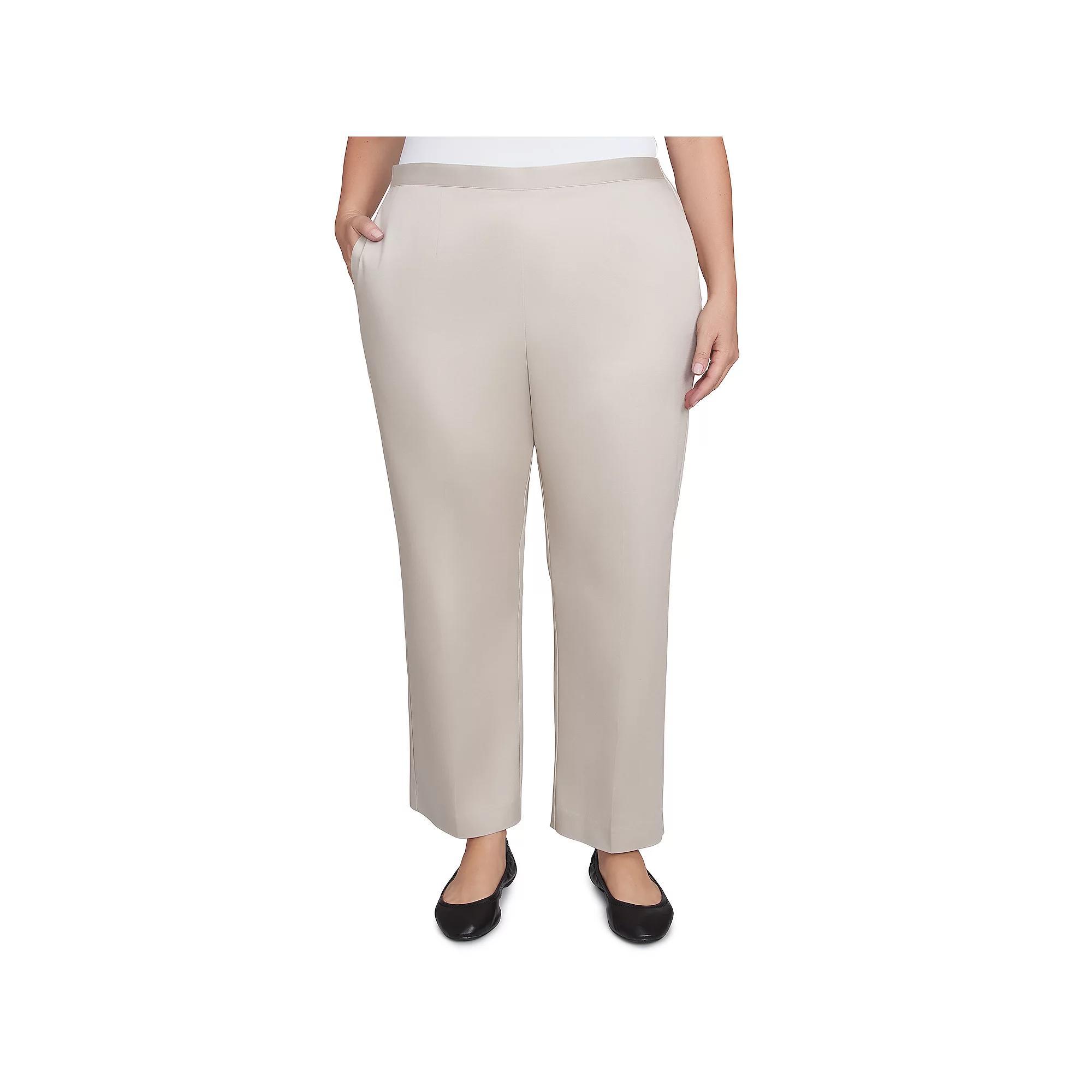 Plus Size Alfred Dunner Sateen Woven Medium Length Pants, Women's, Size: 22 W, Brown Product Image