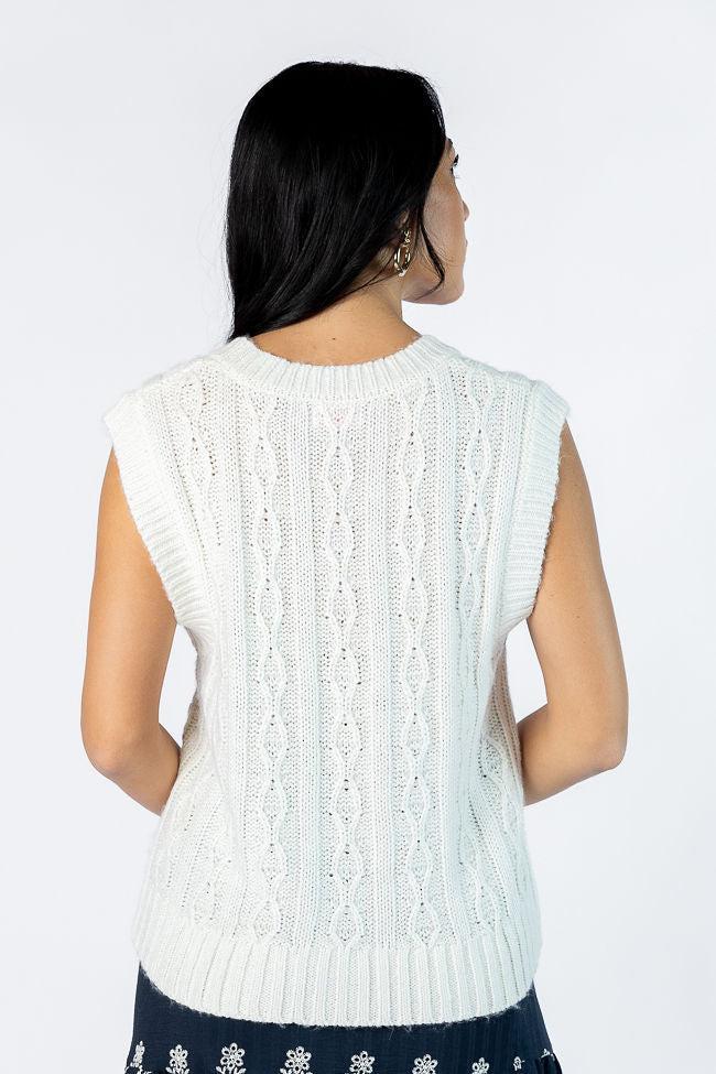 Weather It Together Ivory Cable Knit Sweater Vest SALE Product Image