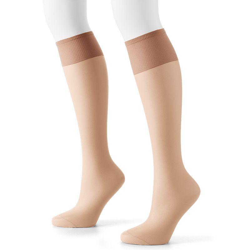 Hanes Silk Reflections Reinforced-Toe Knee Highs 2-Pack Product Image