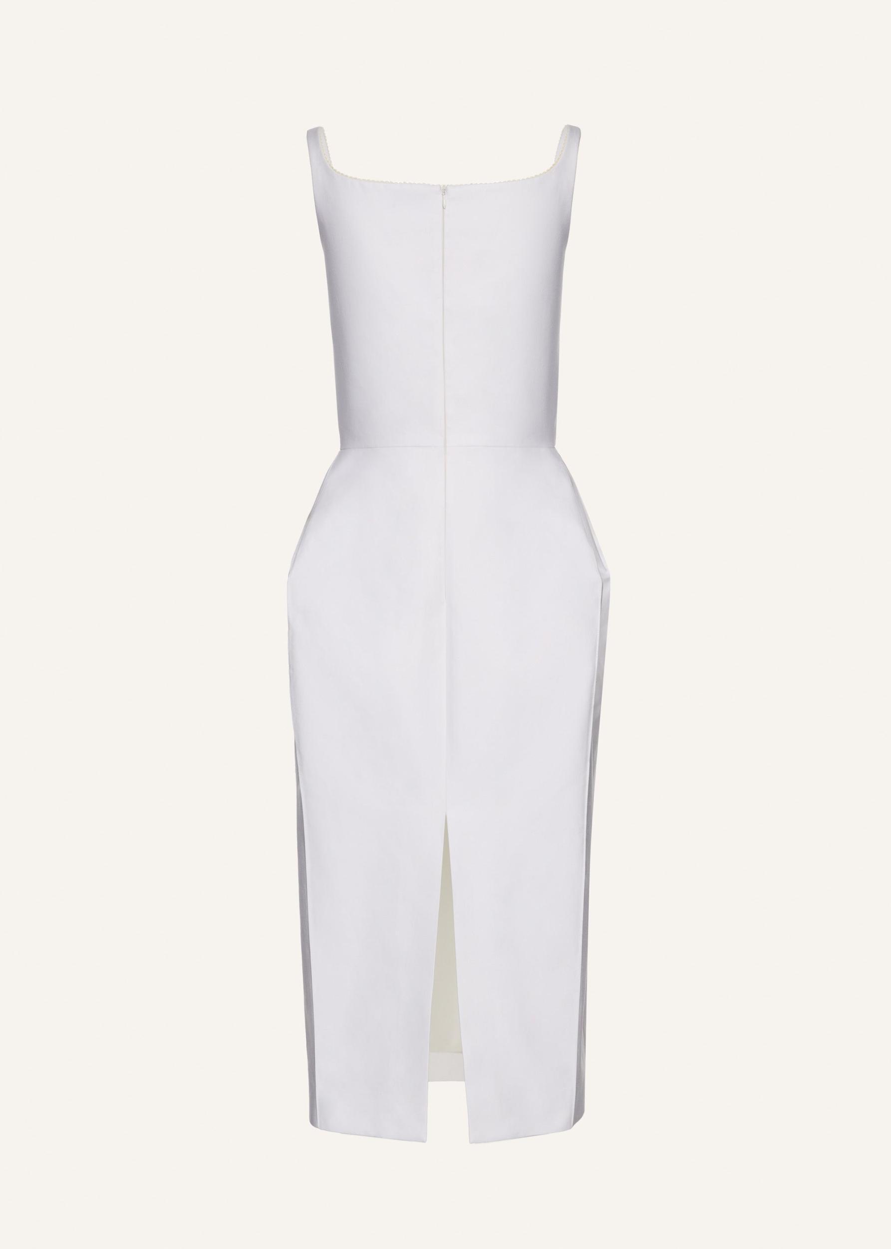 Buttoned hip pad dress in white Product Image