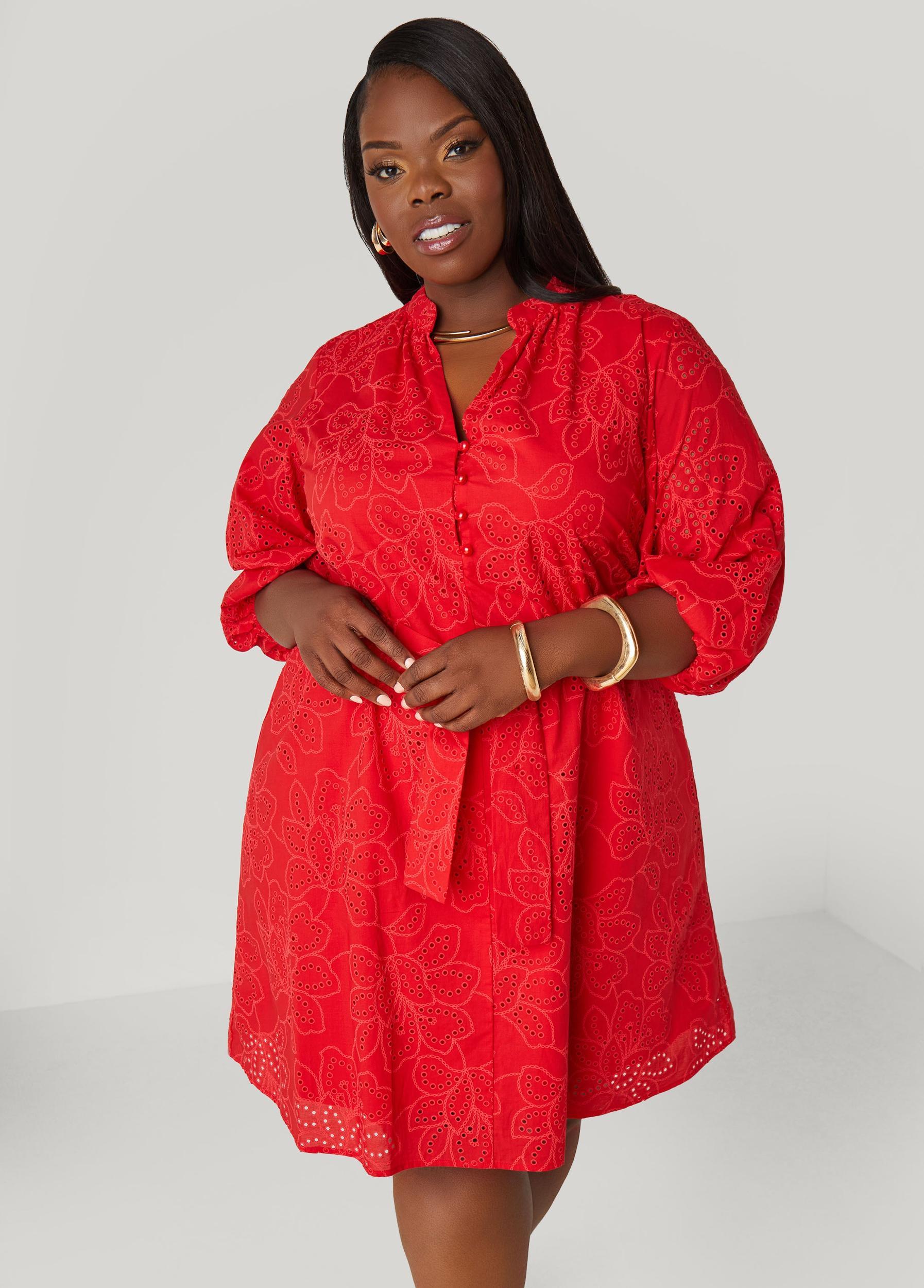 Eyelet Cotton Puff Sleeved Dress Product Image