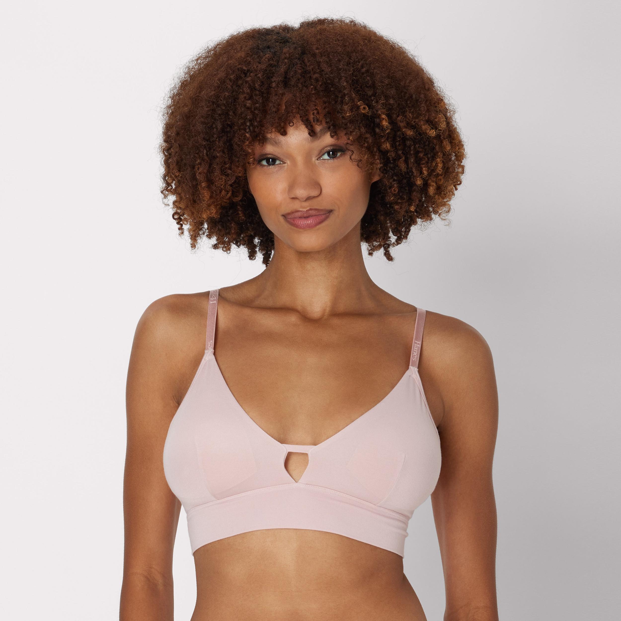 Hanes Originals Womens SuperSoft Longline Triangle Bralette Cotton Candy Pink L Product Image