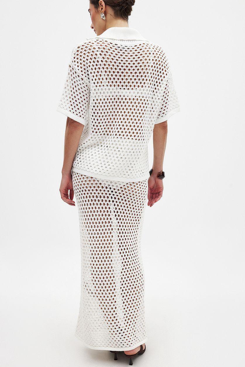Hole Knitted Maxi Skirt Product Image