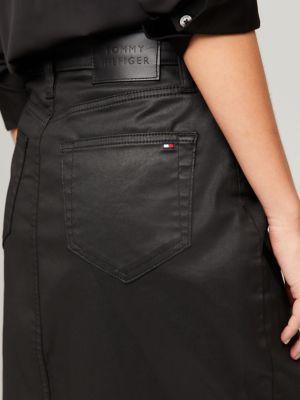 Black Coated Denim Skirt Product Image