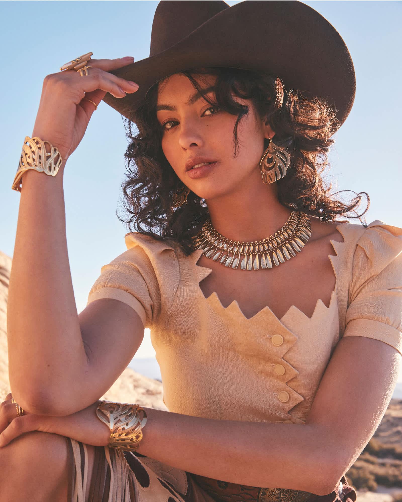 Karina Vintage Gold Statement Earrings Product Image