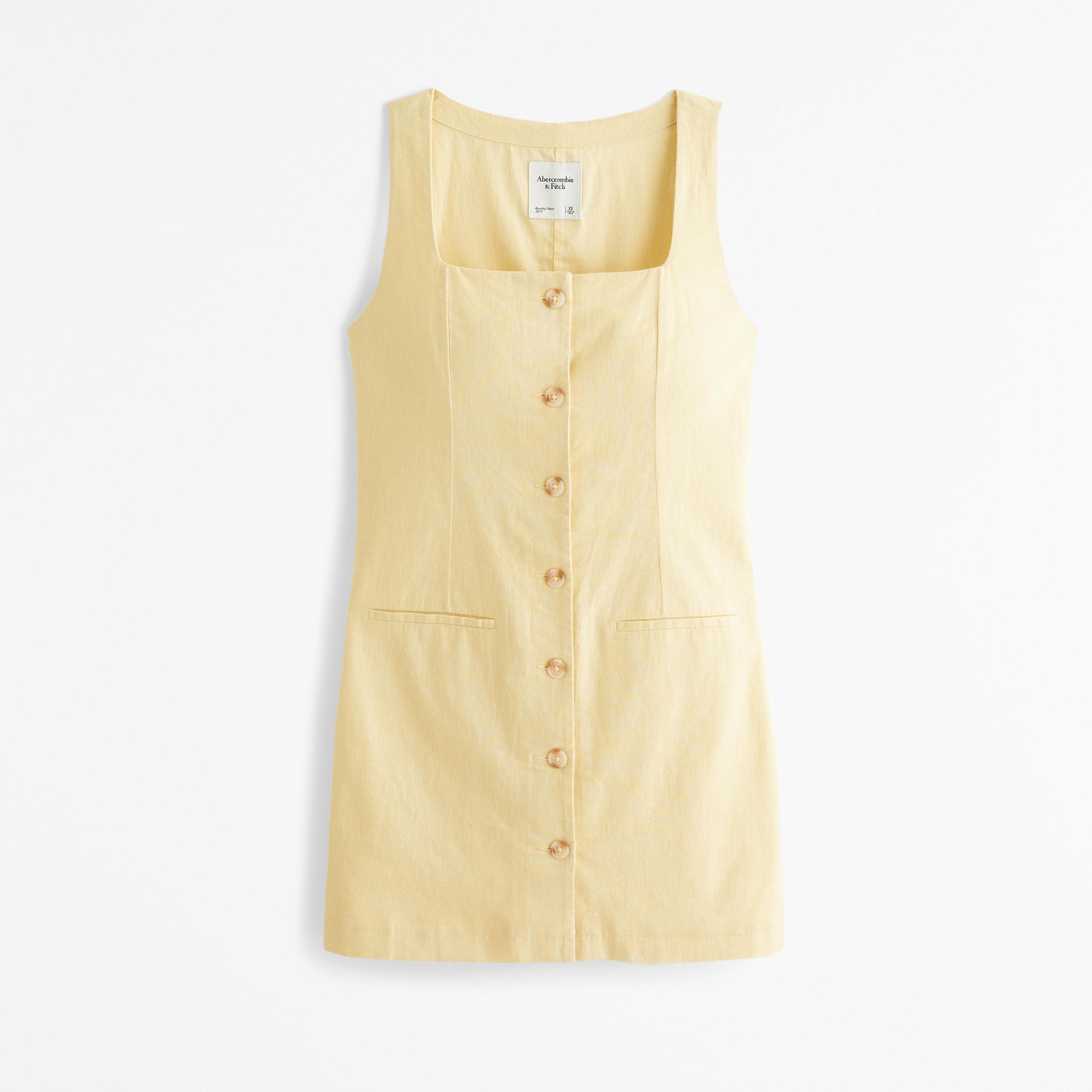 The A&F Mara Squareneck Linen-Blend Vest Mini Dress Product Image