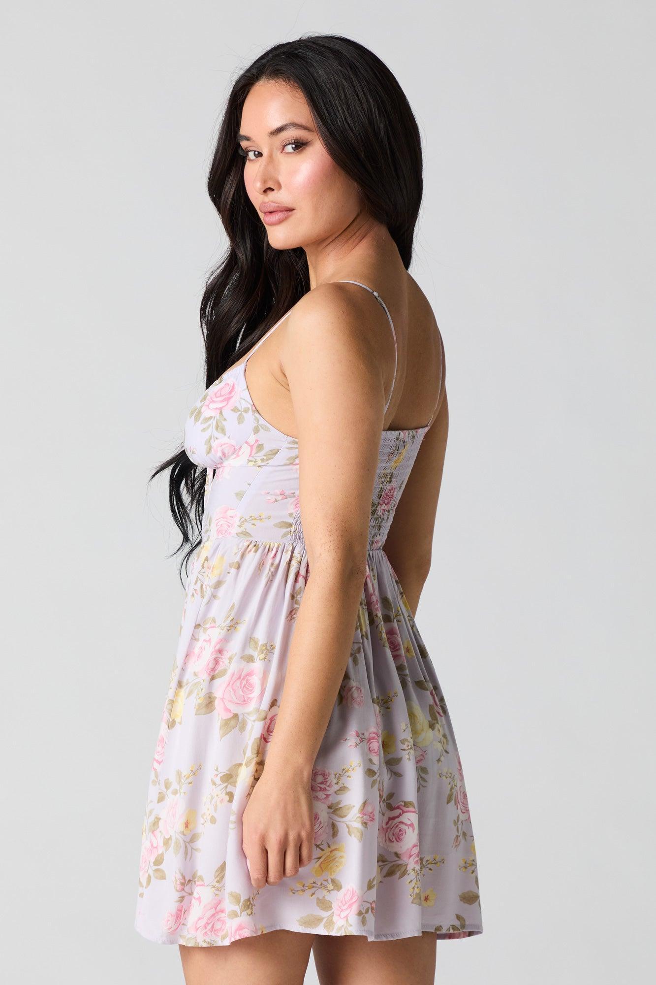 Floral Corset Mini Dress Female Product Image