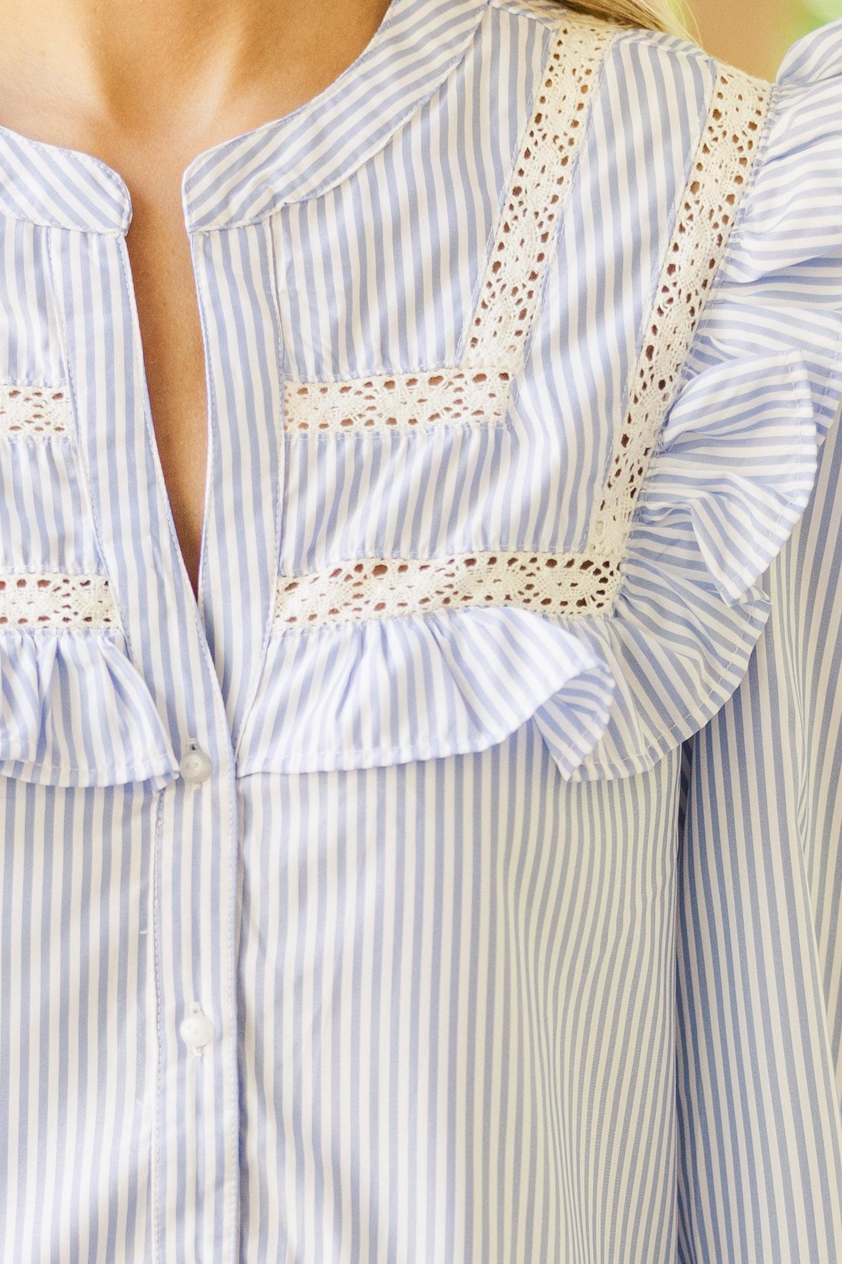 In Your Eyes Denim Blue Striped Blouse Female Product Image
