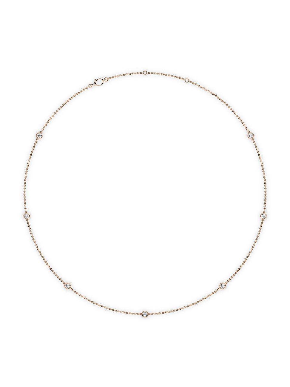 Womens 14K Rose Gold & 14-Diamond Station Necklace/0.70-2.10 TCW Product Image