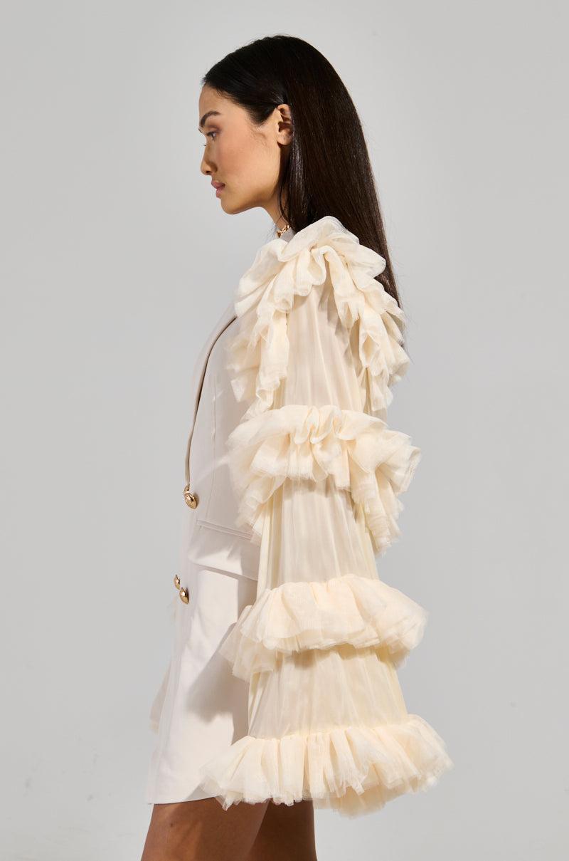 LIVING OVER THE TOP RUFFLE SLEEVE BLAZER MINI DRESS Product Image