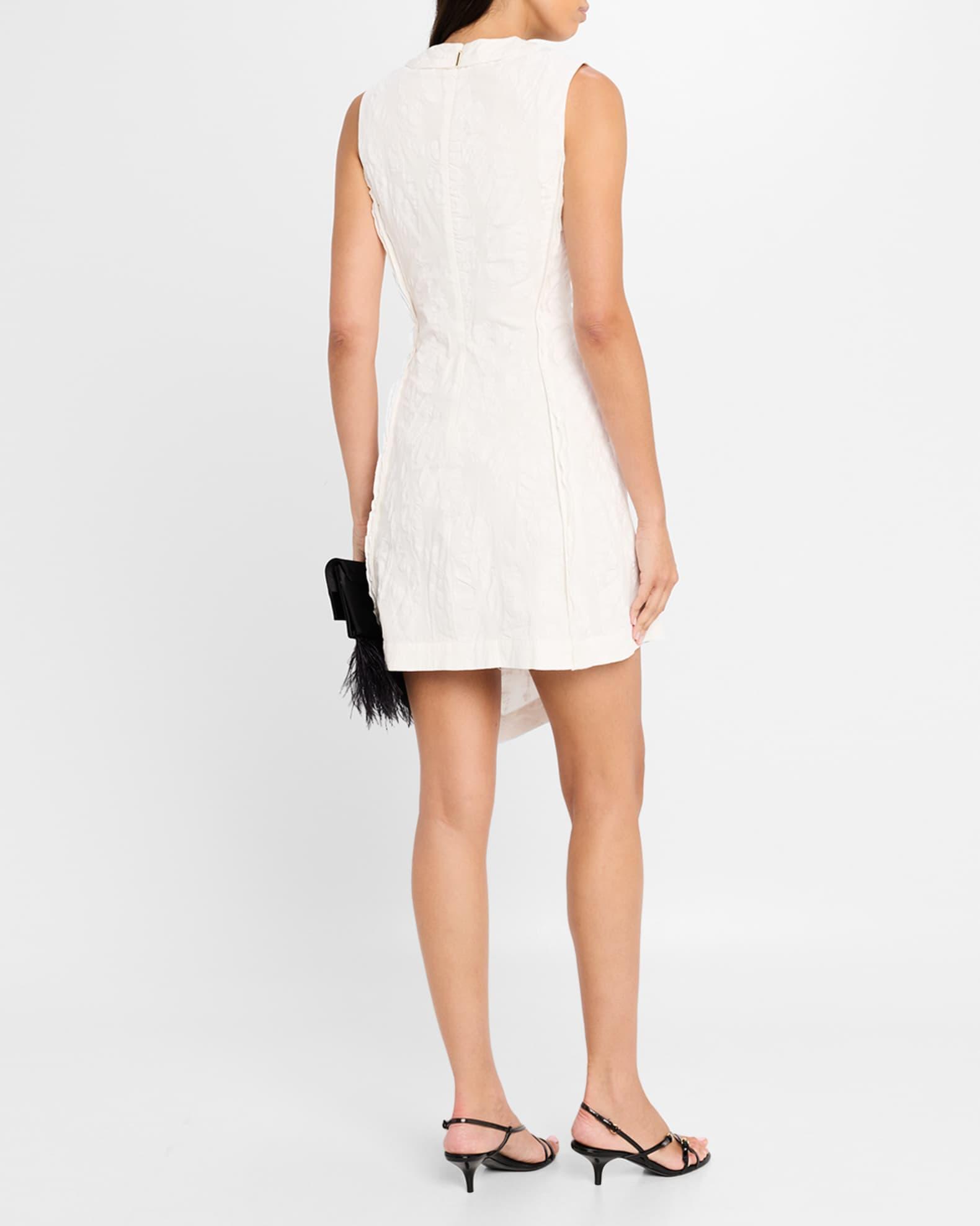 Textured Floral Brocade Asymmetric Mini Dress Product Image