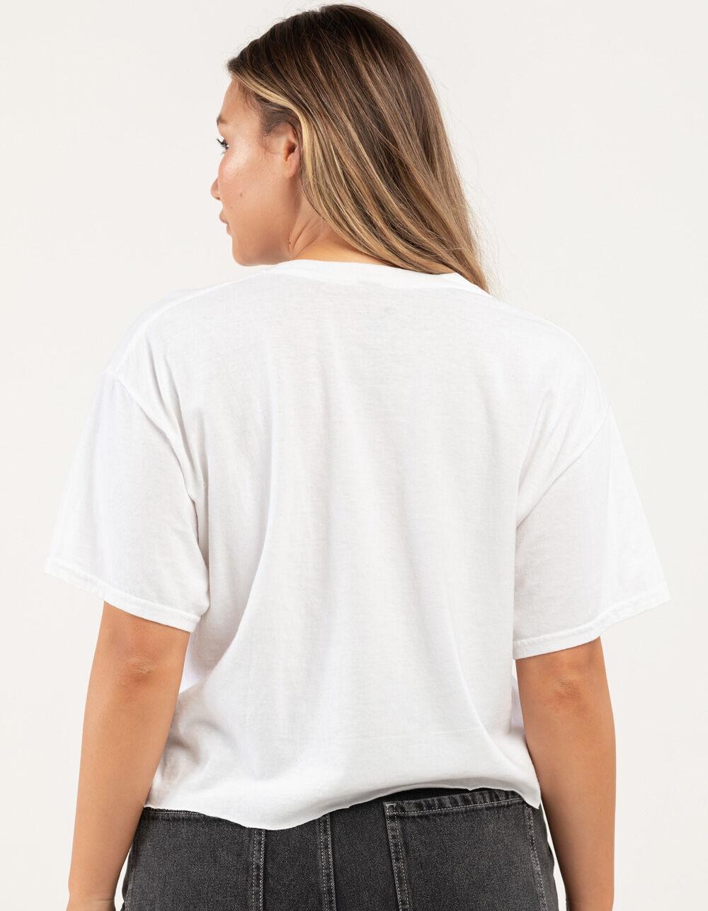 PLAYBOY Script Logo Womens Crop Tee - WHITE Product Image