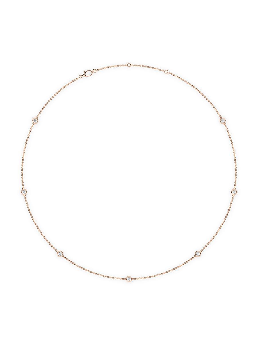 Womens 14K Rose Gold & 7-Diamond Station Necklace/0.70-2.10 TCW Product Image
