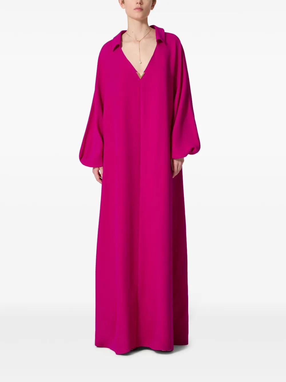 VALENTINO V-plaque Crepe Maxi Dress In Pink Product Image