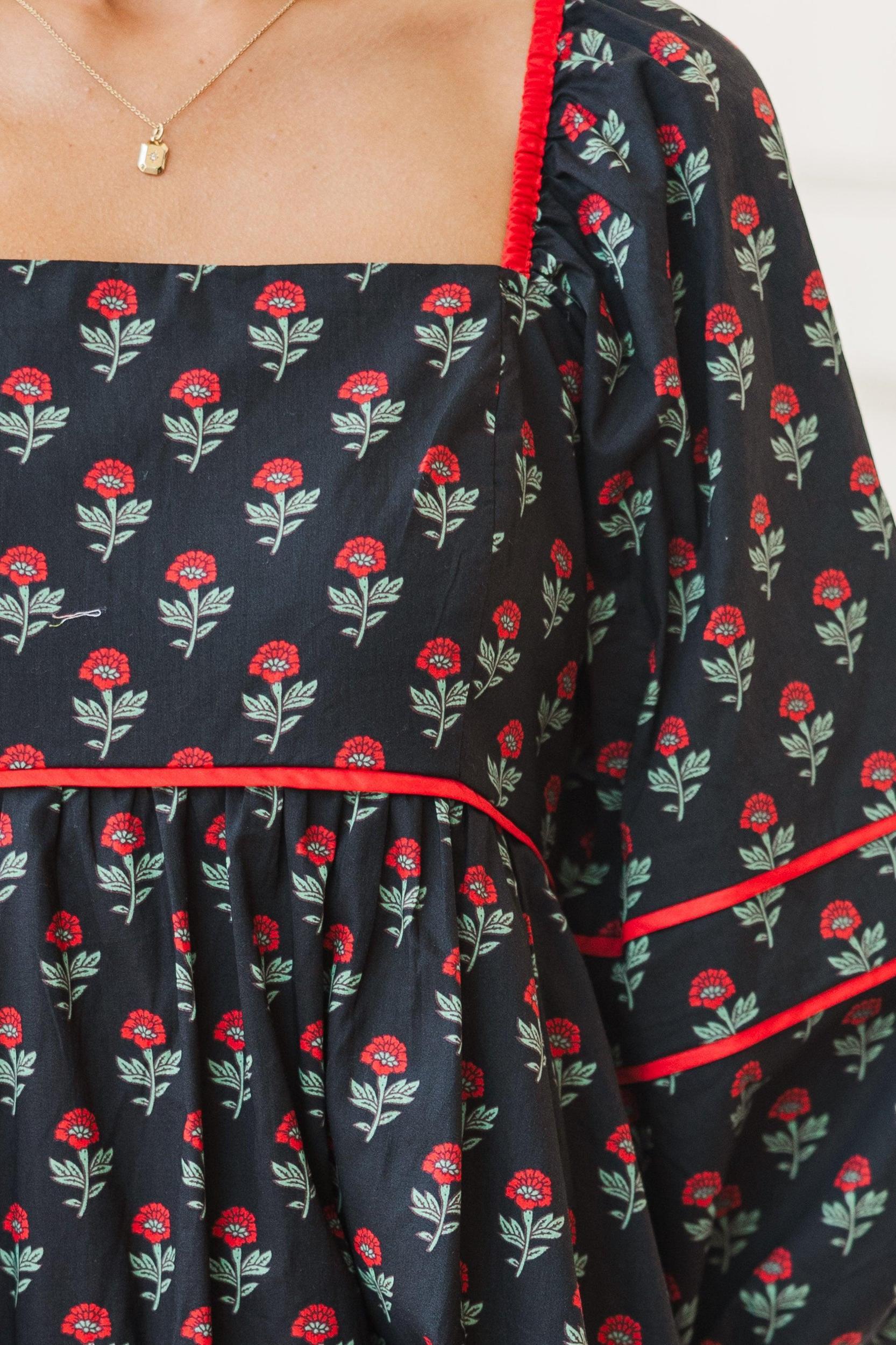 Want It All Black Floral Babydoll Dress Female Product Image