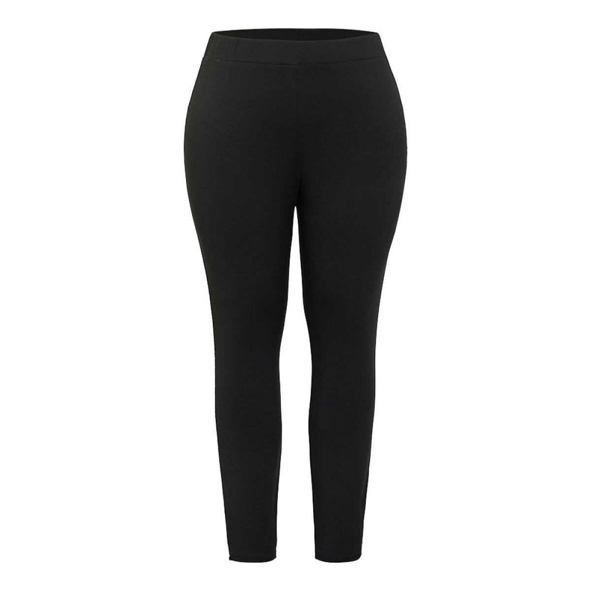 Plus Size Glitter Contrast Side Skinny Leggings Women Black Elegant High stretch Skinny High Rise Dailywear Leggings BloomChic 14-16/1X Product Image