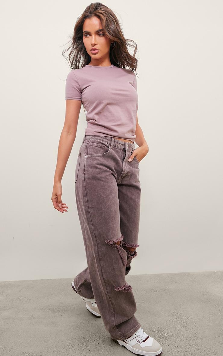  Mauve Premium Cap Sleeve Cotton T- Shirt Product Image