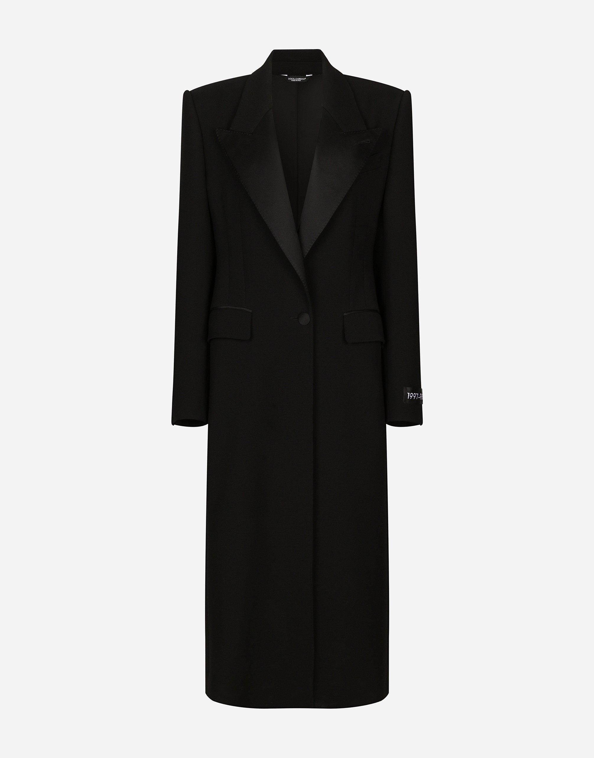 DOLCE & GABBANA Long Single-breasted Wool Tuxedo Coat In Black Product Image