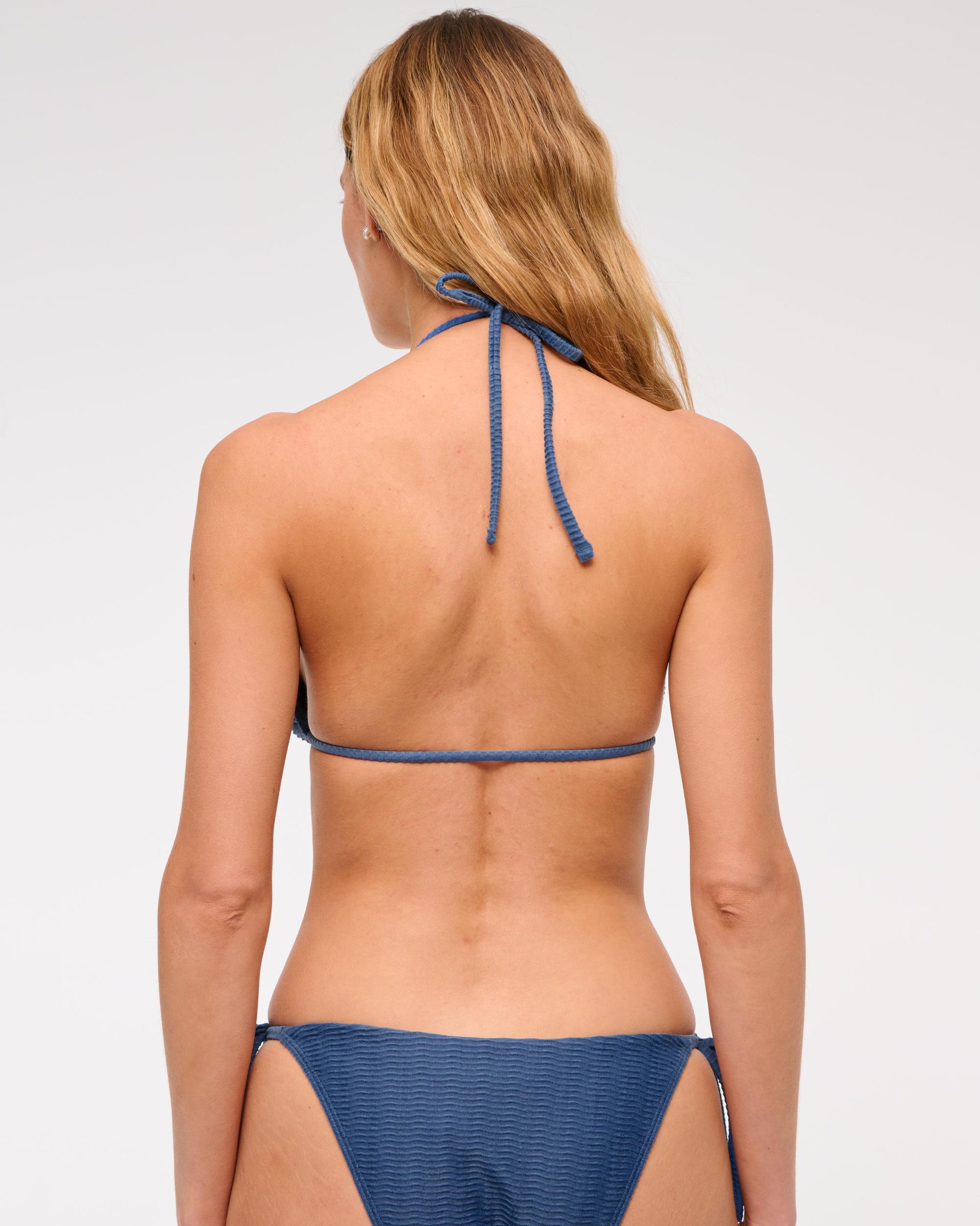 Tie-Front Halter Triangle Bikini Top Product Image