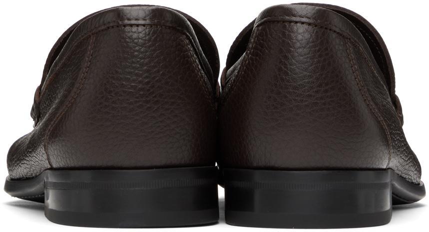 FERRAGAMO Brown Gancini Ornament Loafers In Hickory Product Image