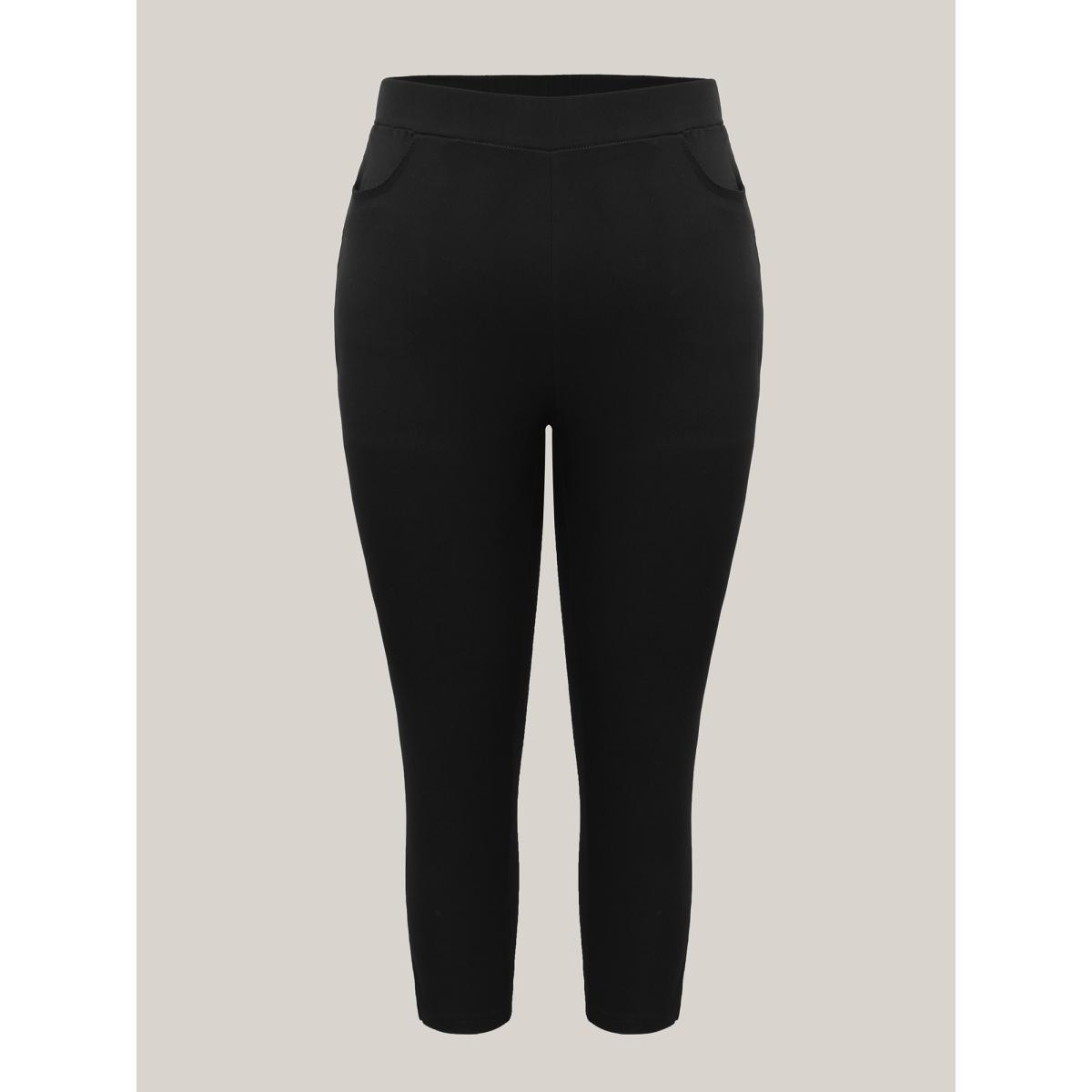 Plus Size Stretch Split Hem Pockets Skinny Pants Women Black At the Office Skinny Mid Rise Work Pants BloomChic 10/M Product Image