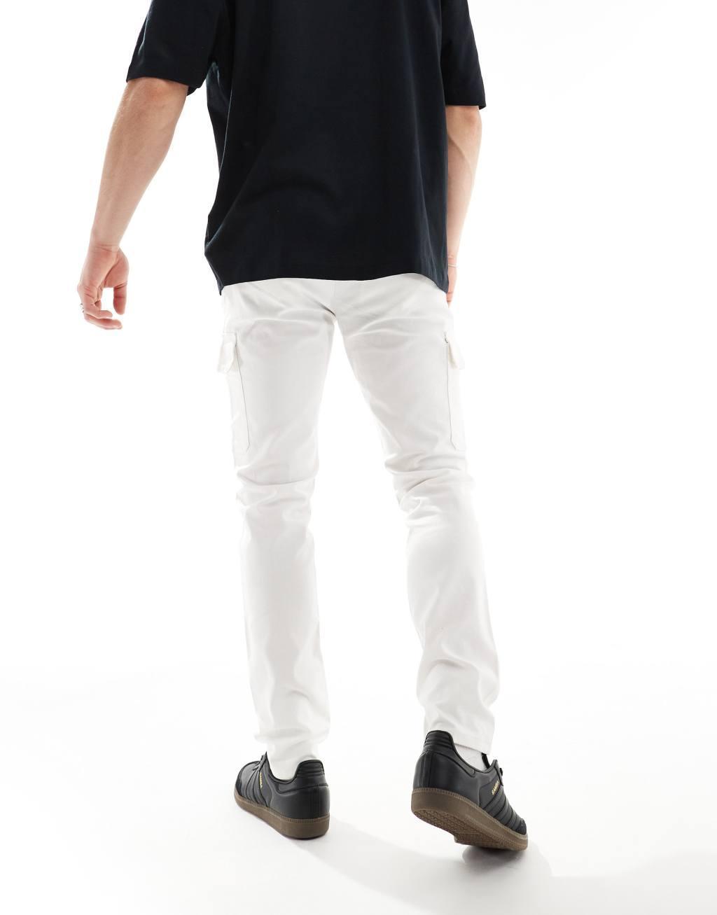 ASOS DESIGN skinny cargo pants in stone Product Image