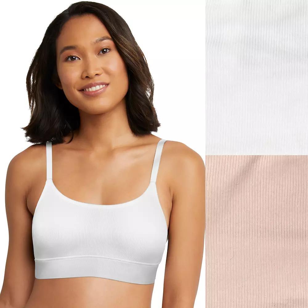 Hanes Originals Ultimate 2-Pack Stretch Cotton Longline Bralette DHO104, Women's, Size: XL, Light Buff White Product Image