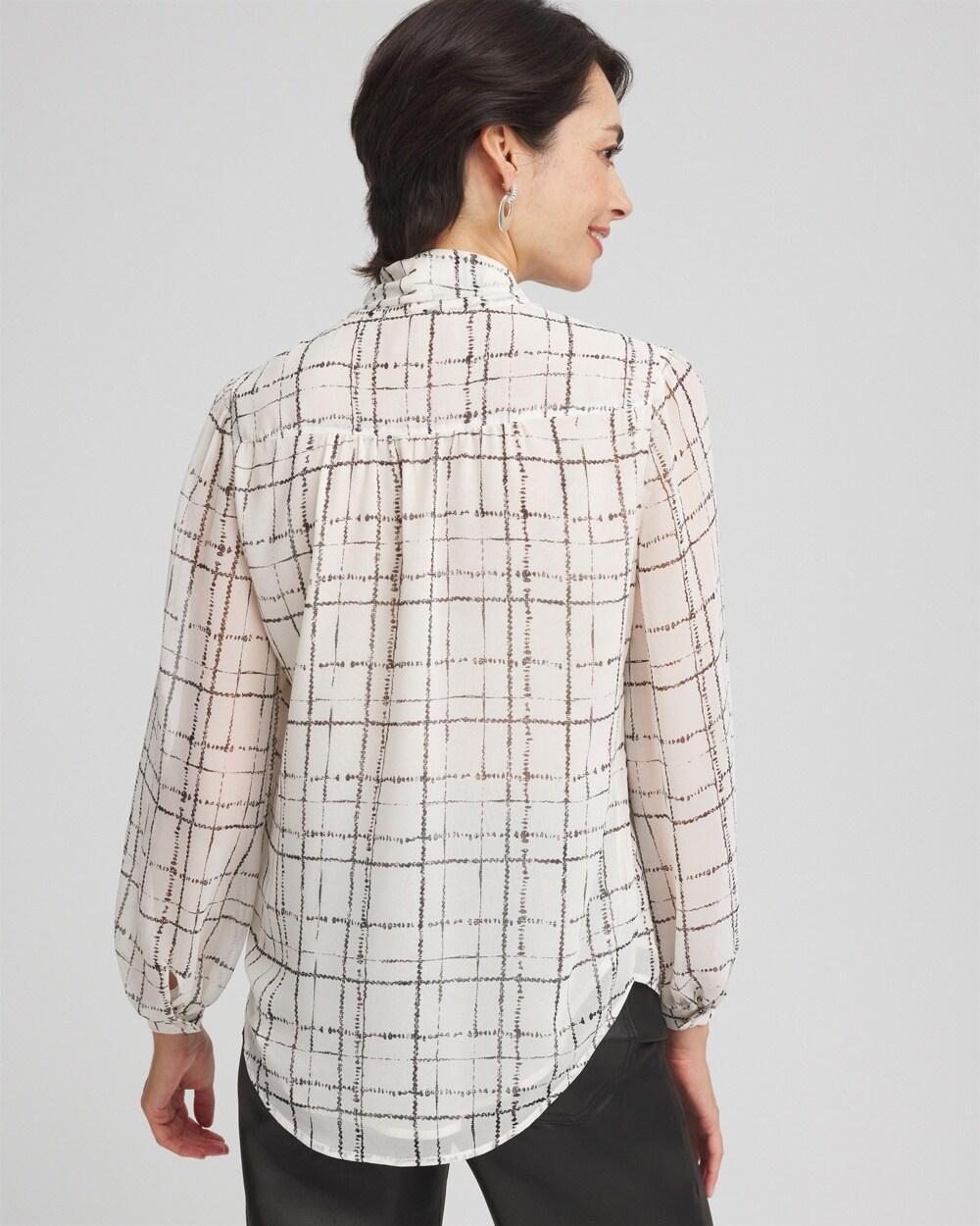 Plaid Tie Bow Blouse Product Image