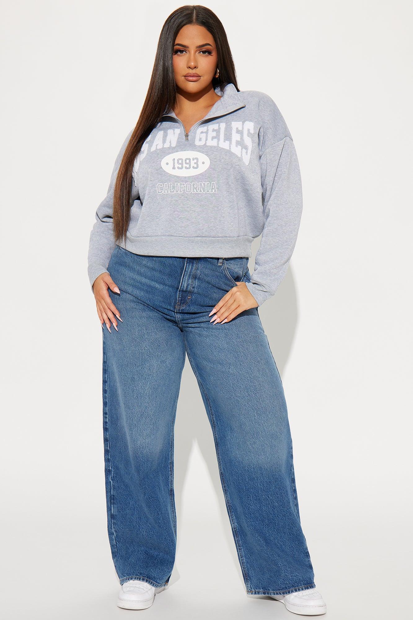 Los Angeles Half Zip Sweatshirt - Heather Grey Product Image