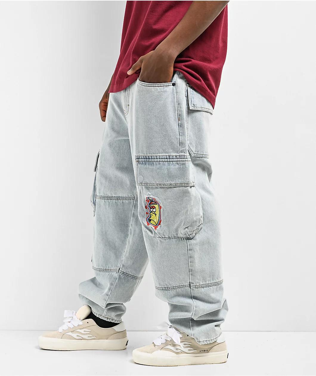 Empyre Ultra Loose Embroidered Can Denim Cargo Pants Product Image