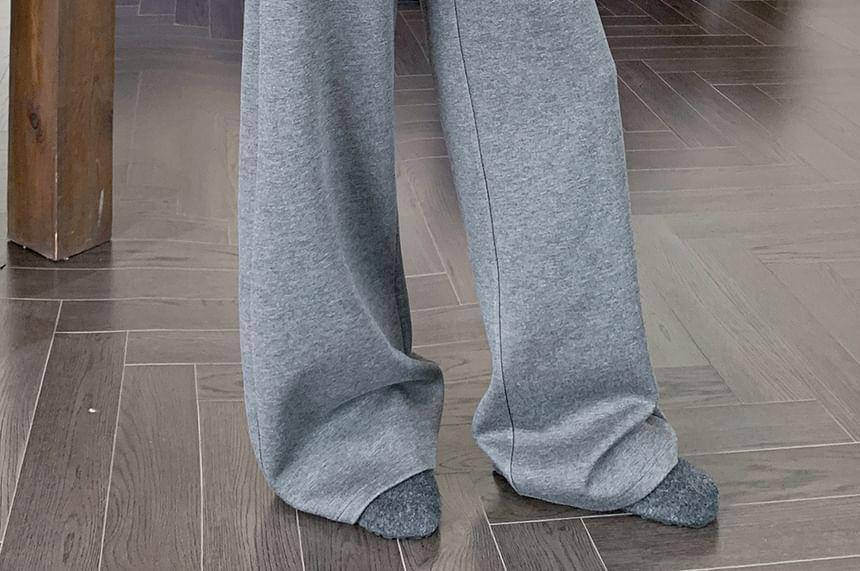 Drawstring Waist Plain Wide Leg Sweatpants Product Image