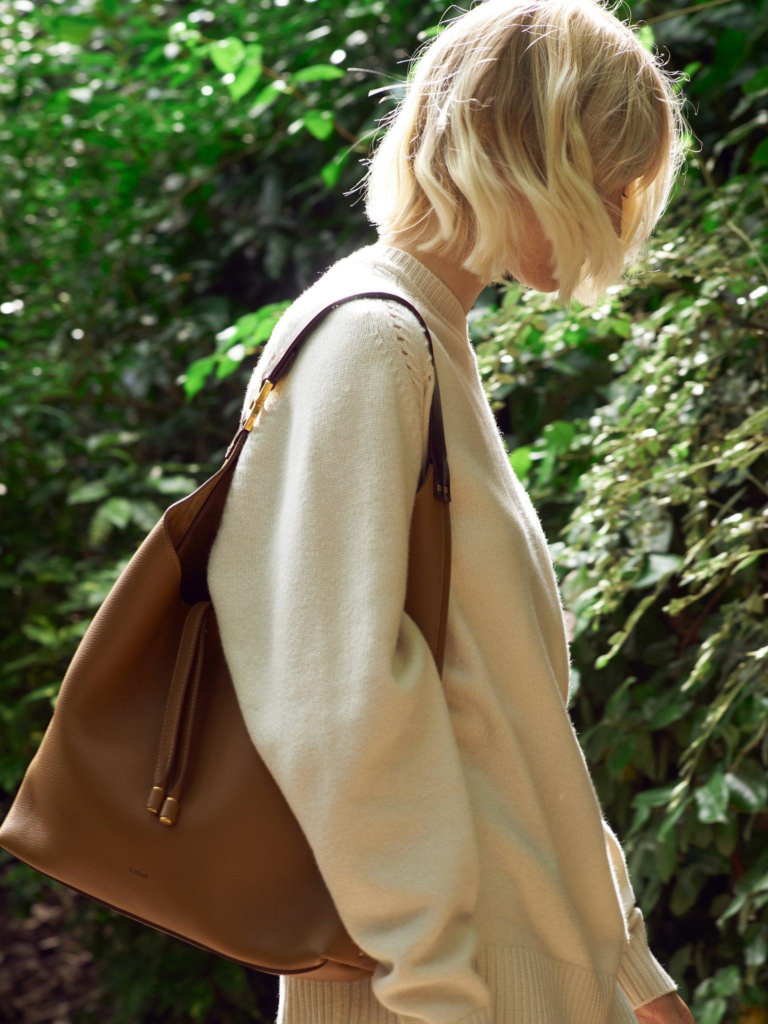 Marcie hobo bag in grained leather Product Image