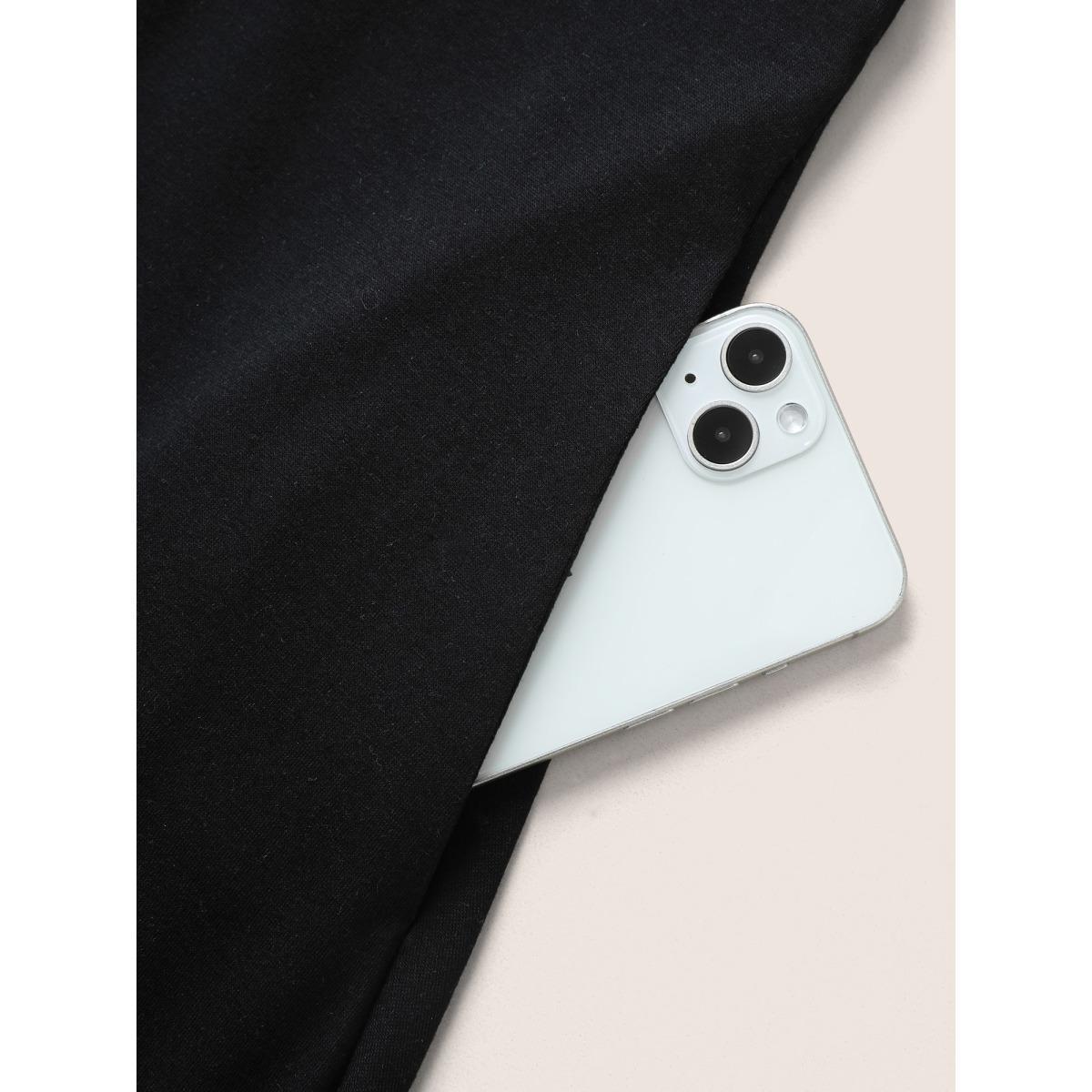 Plus Size Supersoft Essentials Colorblock Button Detail Patchwork Dress Blue Women Casual Non Round Neck Short sleeve Curvy Midi Dress BloomChic 22-24/3X Product Image