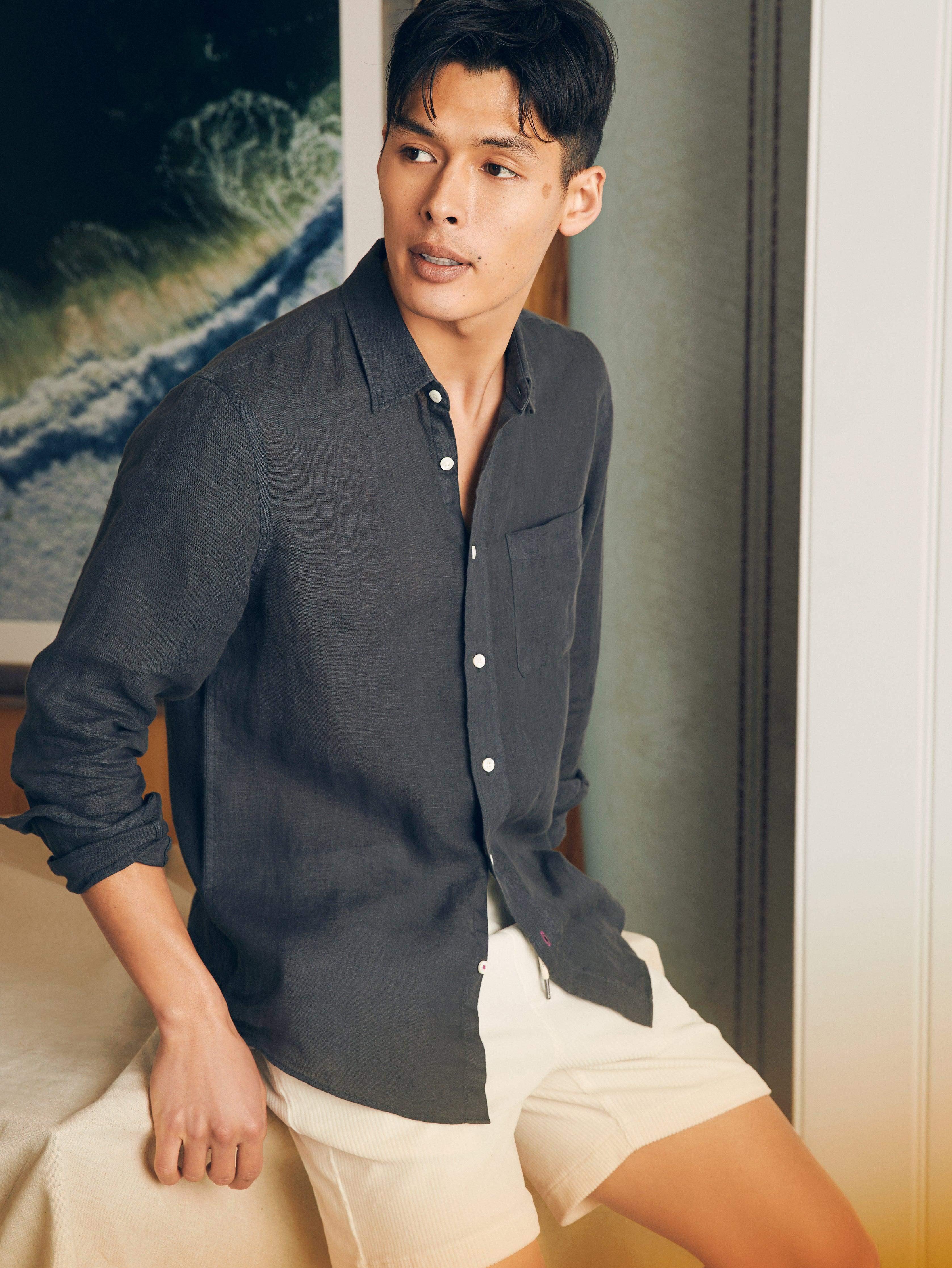 Laguna Linen Shirt - Washed Black Male Product Image