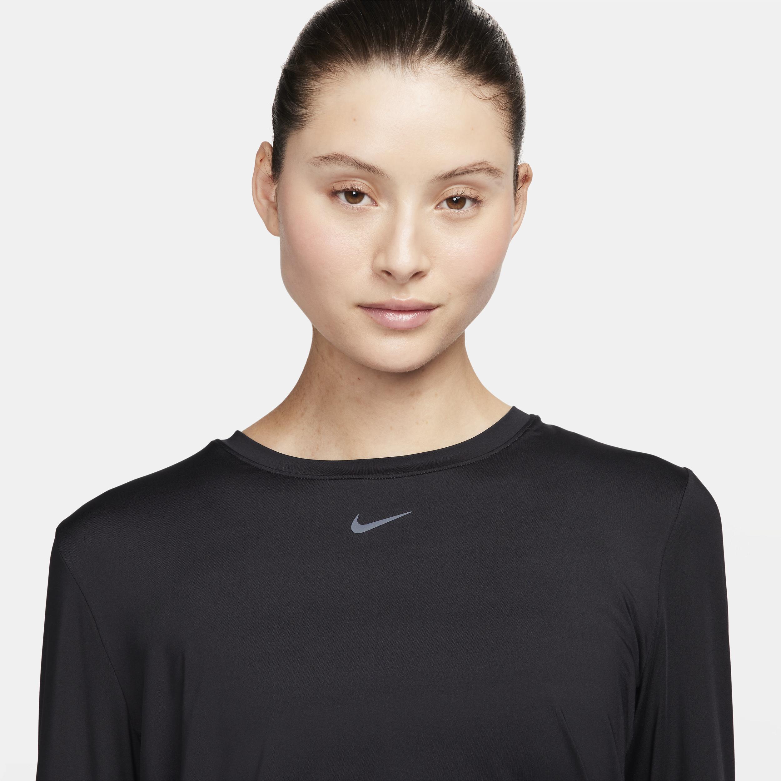 Women's Nike One Classic Dri-FIT Long Sleeve Top, Size: Small, Black Product Image
