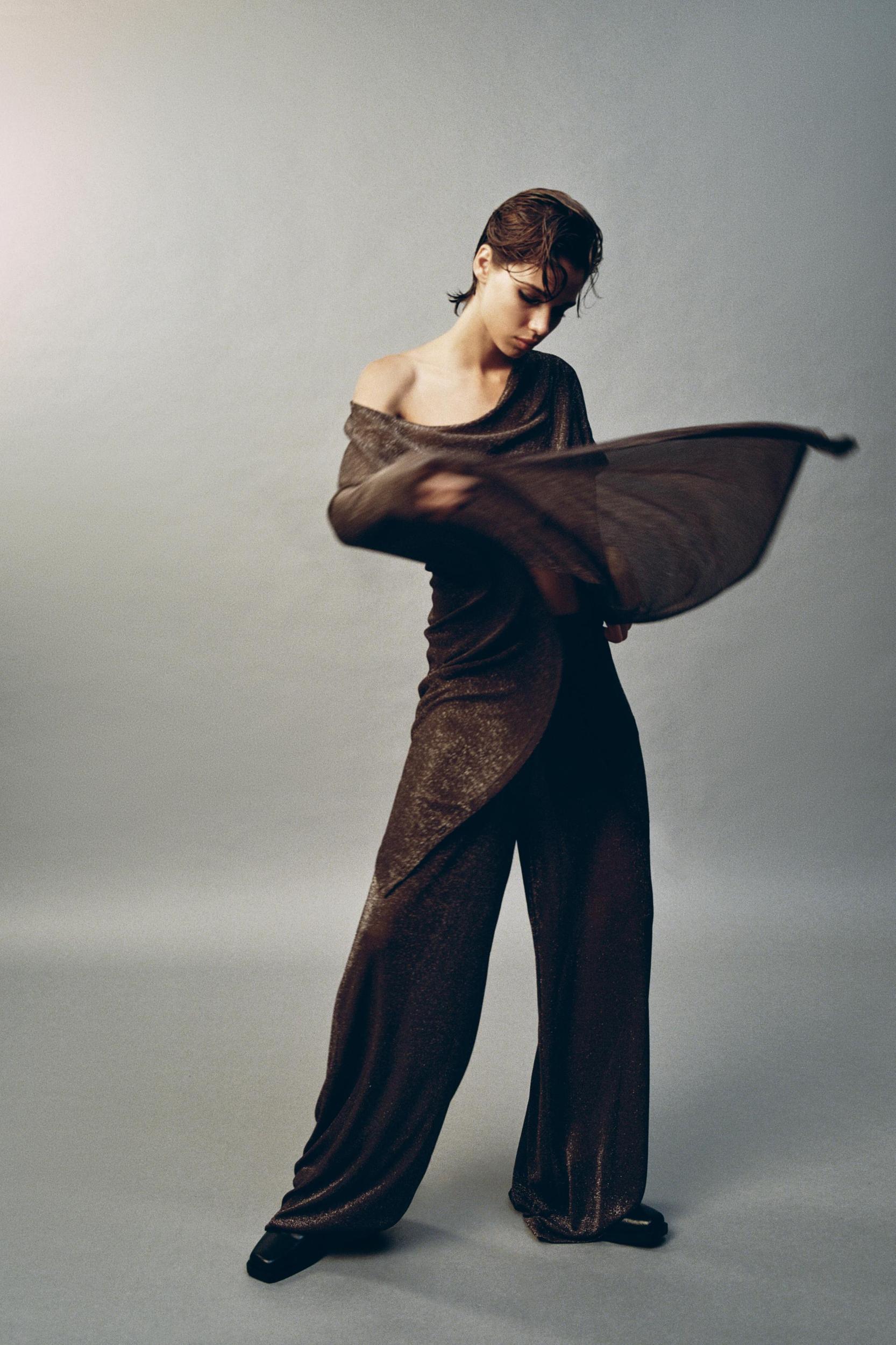 METALLIC THREAD PALAZZO PANTS Product Image