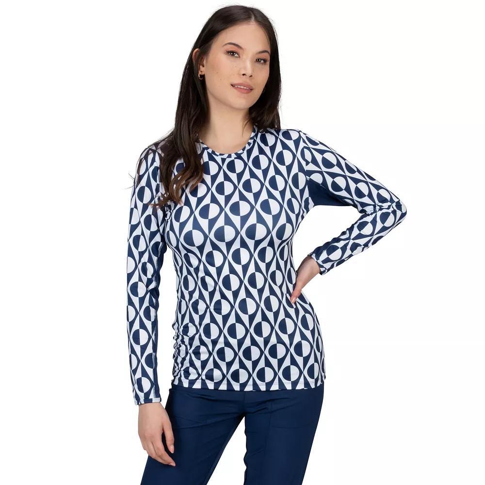 Women's Nancy Lopez Aspiration Long Sleeve Golf Tee, Size: XL, Navy White Deco Product Image