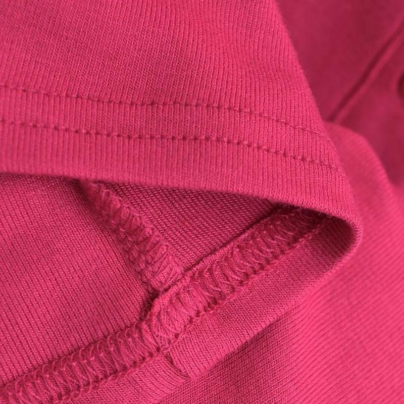 Long Sleeve Henley Plain Romper Product Image
