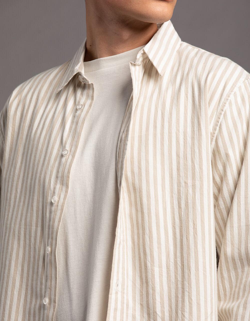 RSQ Mens Striped Oxford Shirt - TAN Product Image