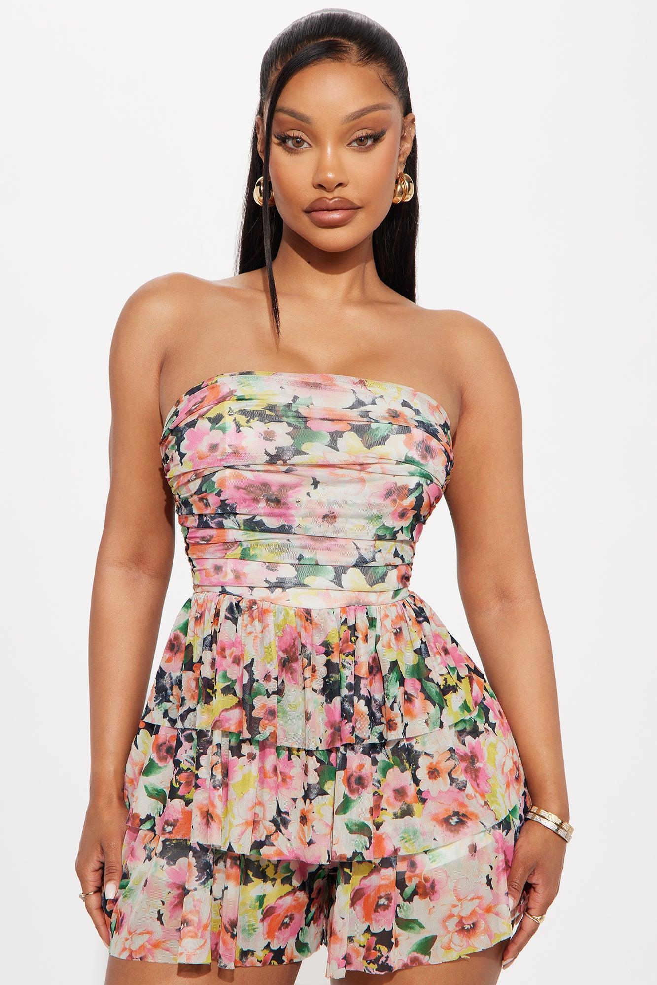 Serenity Floral Mesh Romper - Black/combo Product Image