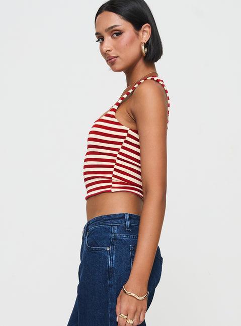 Back In Time Top Red Stripe Product Image