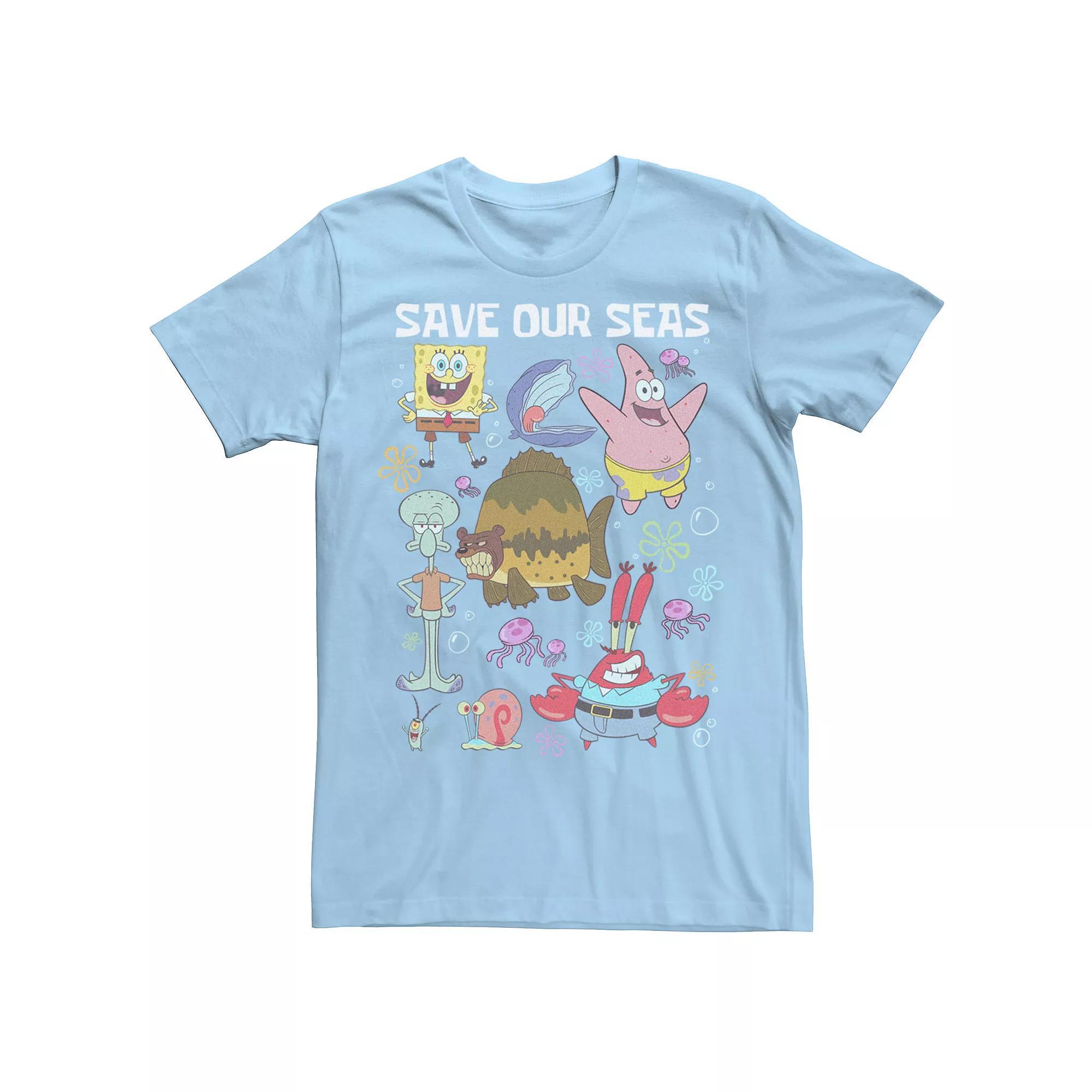 Men's Nickelodeon SpongeBob SquarePants Save Our Seas SpongeBob and Friends Tee, Size: Large, Light Blue Product Image