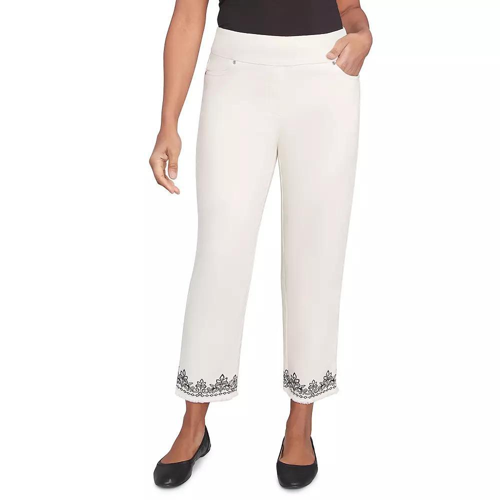 Alfred Dunner Petite Classic Cuffed Medallion Ankle Pants, Women's, Size: 18 Petite, Natural Product Image
