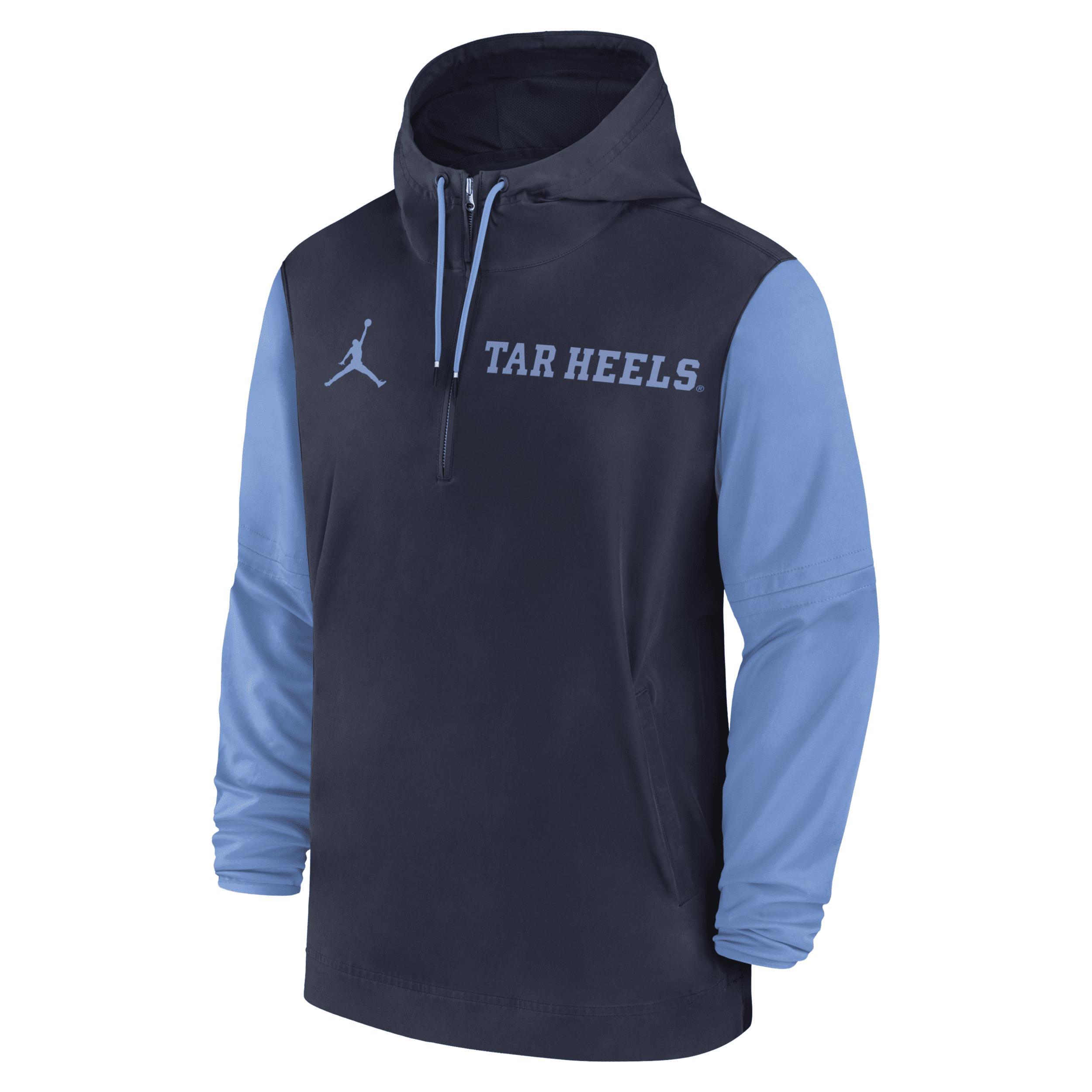 Men's North Carolina Tar Heels Sideline Pre-Game Player Jordan College 1/2-Zip Hooded Jacket Product Image