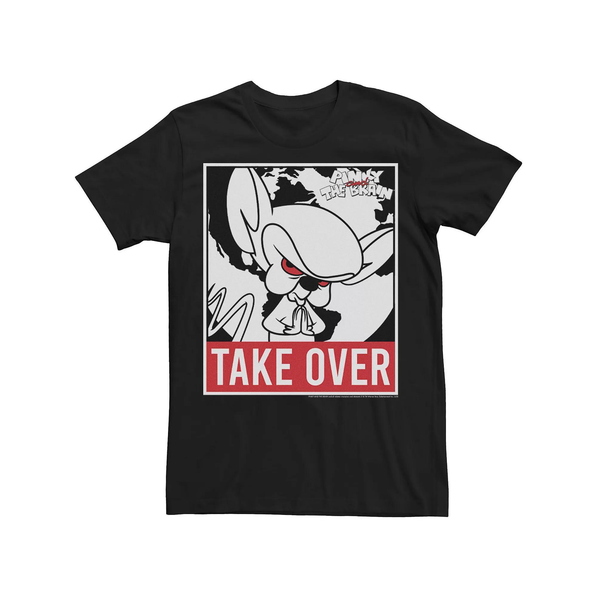 Men's Pinky And The Brain Take Over Poster Tee, Size: XL, Black Product Image